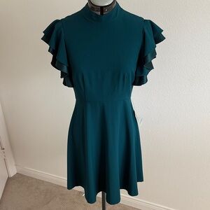 Chelsea28 Teal Ruffle Sleeve Mini Dress